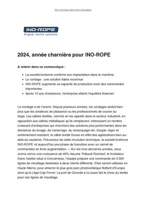 2024 Année Charnière Pour Ino Rope