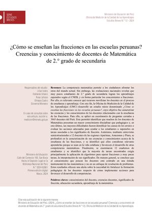 ¿Cómo se enseñan las fracciones en las escuelas peruanas? Creencias y conocimiento de docentes de Matemática de 2.° grado de secundaria
