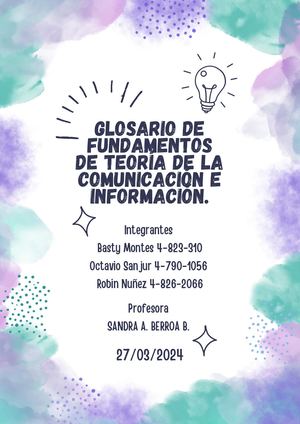 El Glosario De Teoría De La Comunicación E Información