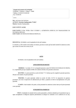 Sentencia Securitas Entrega Cuadrante 1 Mes De Antelación