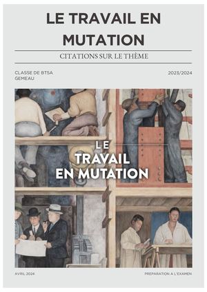 Le Travail En Mutation Btsa Gemeau 2024