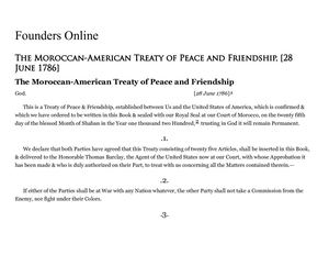 The Moroccan American Treaty Of Peace And Friendship, [28 June …