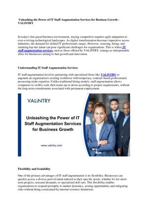 Unleashing The Power Of It Staff Augmentation Services For Business Growth Vali Ntry
