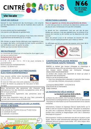 Cintré Actus N°66