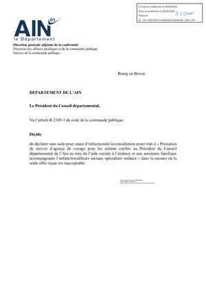 Décision Sans Suite Du 29 Mars 2024 Prestations Agences De Voyage