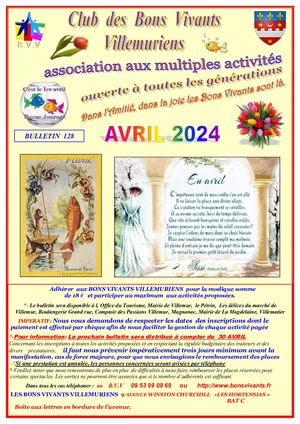 Bulletin 128 - Avril 2024 - Bons Vivants Villemuriens