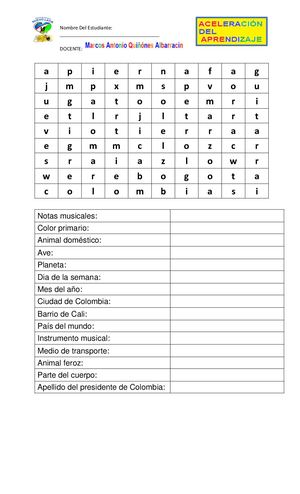 Sopa De Letras Conjunto Unitario A A 2024