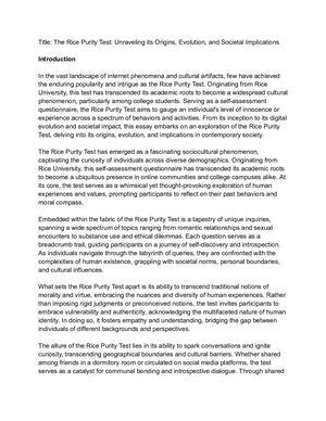 Rice Purity Test Pdf