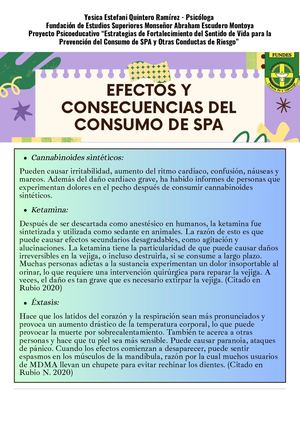 Efectos, Consecuencias, Factores Protectores y de Riesgo  Del Consumo De Spa