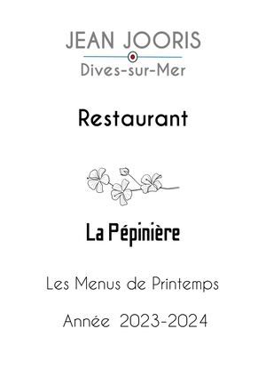 Menus Restaurant La Pépinière Printemps 2024 Lycée Jean Jooris