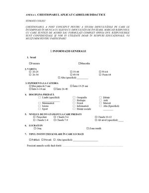 Chestionar - Dificultati De Invatare