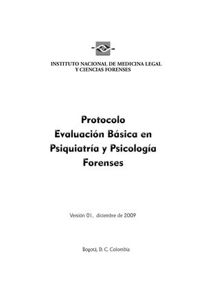 Protocolo Evaluación Básica En Psiquiatría Y Psicología Forenses