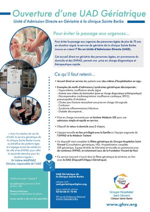 L'unité D'admission Directe Clinique Sainte Barbe