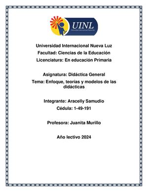 Enfoque, teorías y modelos de la didáctica