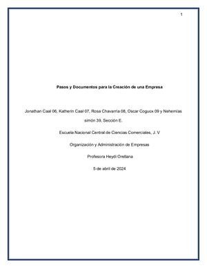 Pasos Y Documentos Para La Creación De Una Empresa