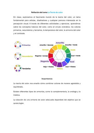Reflexión Del Tema La Teoría De Color 2