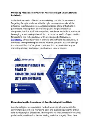 Unlocking Precision The Power Of Anesthesiologist Email Lists With I Info Tanks
