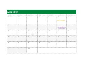 Calendrier Mai 2024