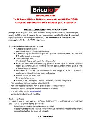 CLIMA_Regolamento 50€ Su 100€ Con Cumulo 12 Buoni Mitsubishi