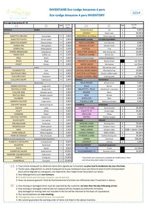 Inventaire Ecologe 4pers Amazone 2024