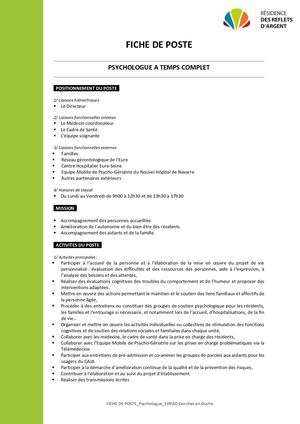 Fiche Poste Psychologue