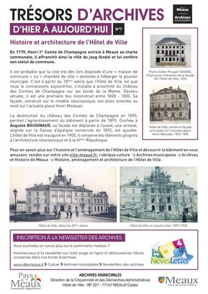 Tresors d'Archives Numero 7 : Histoire et architecture de l’Hôtel de Ville