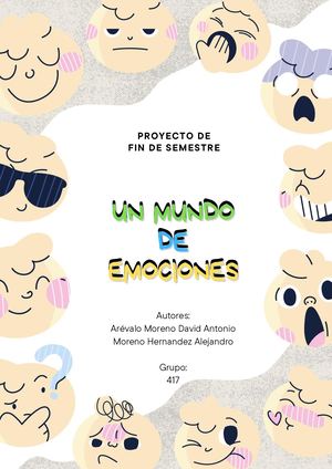 Documento A4 Portada De Proyecto Emociones Infantil Ilustrado Crema