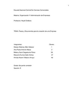Pasos Y Documentos Para La Creación De Una Empresa