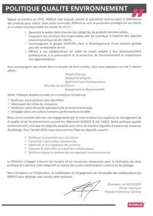 Politique Qualité 2024 Romus