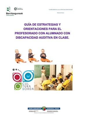 Zguia De Estrategias Y Orientaciones Para El Profesorado Con Alumnado Con Discapacidad Auditiva En Clase