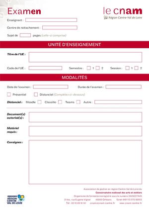 Examen Cnam Centre