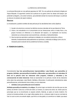 Ficha Didactica La Princesa Mononoke