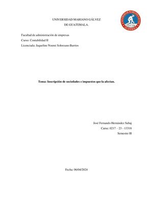 Inscripción de sociedades e impuestos que la afectan.