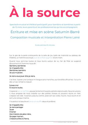 'A La Source' de Saturnin Barré - Décembre 2023