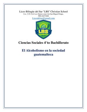 El Alcoholismo En La Sociedad Guatemalteca