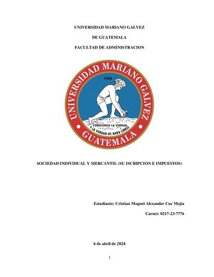 Sociedad Individual Y Mercantil (Su Iscripcion E Impuestos)