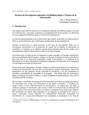 Técnicas Deinvestigacion Aplicadas A La Bibliotecologia