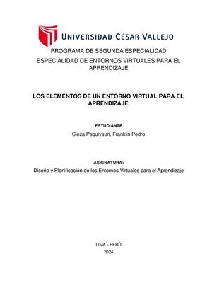 LOS ELEMENTOS DE UN ENTORNO VIRTUAL PARA EL  APRENDIZAJE