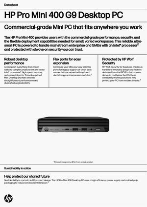 Hp Pro Mini 400 G9 Desktop Pc