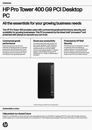 Hp Pro Tower 400 G9 Pci Desktop Pc