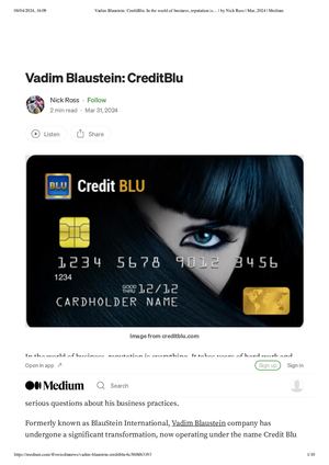 From Blaustein International To Credit Blu