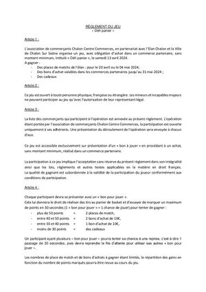 Réglement Vos Commerçants Prennent De L'Elan
