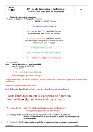 Fiche Guide Creation Du Diaporama Epi Monde Pro Et Eco