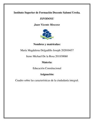 Cuadro Sobre Las Caracteristicas De La Ciudadania Integral