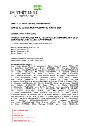 PLU La Ricamarie - Délibération d'approbation cde la modif n°1