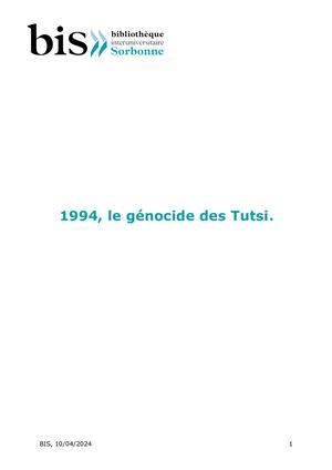 1994 - Génocide des Tutsi