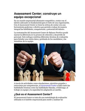 Assessment Center; Construye Un Equipo Excepcional
