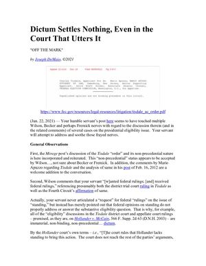Dictum Settles Nothing Even In The Court That Utters It