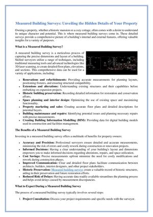 Measured Building Surveys Unveiling The Hidden Details Of Your Property