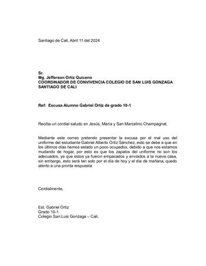 Carta Al Coordinador Del Colegio